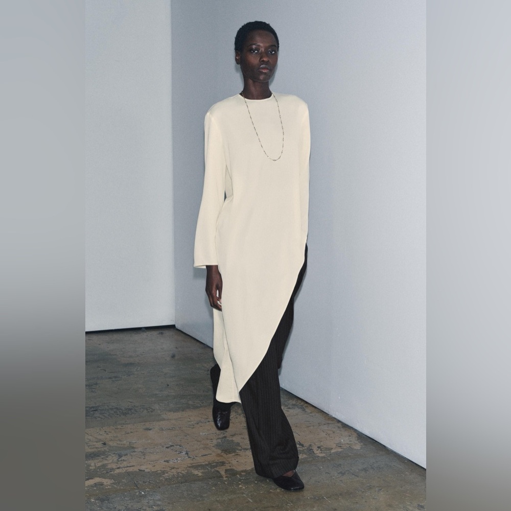 NWT Zara Cream Asymmetrical Blouse